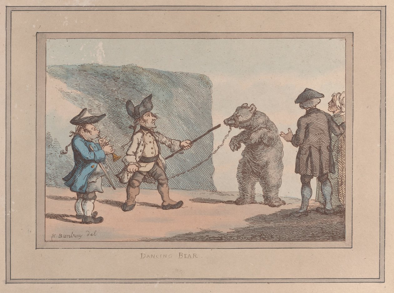Een Dansende Beer, 1800-1827 door Thomas Rowlandson