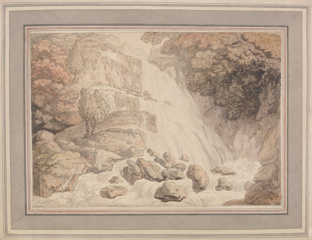 Een Hoge Waterval door Thomas Rowlandson