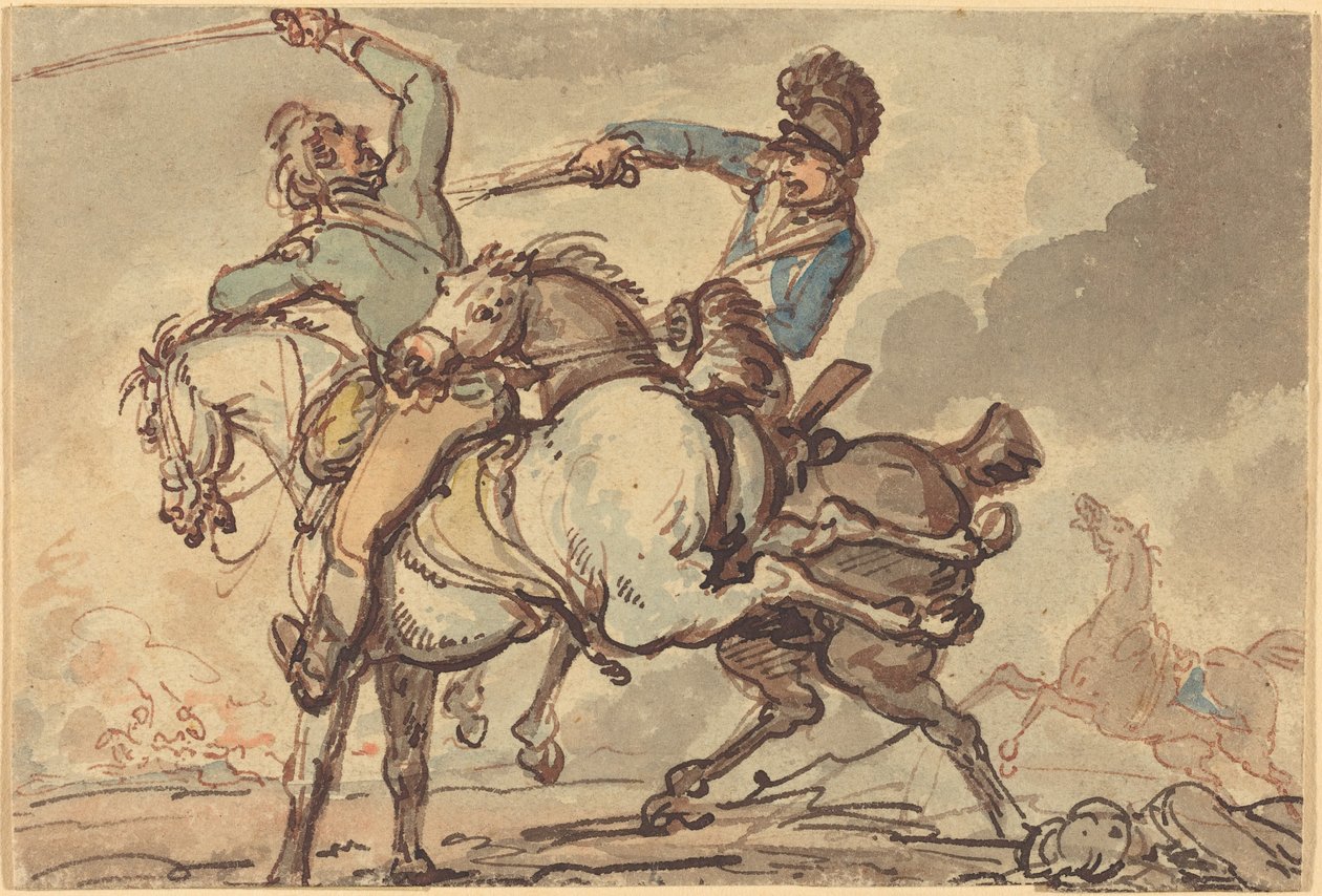 Cavalerieschermutseling door Thomas Rowlandson