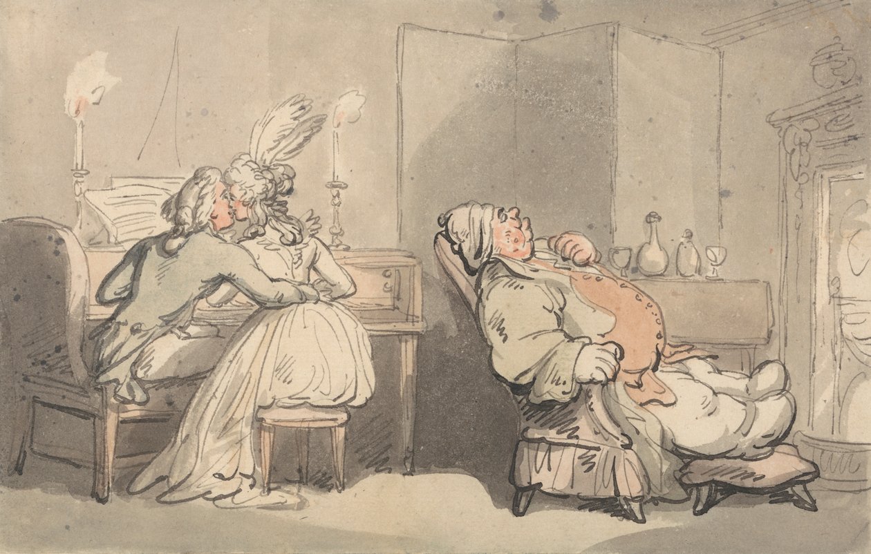 Comforts of Bath: De Muziekleraar door Thomas Rowlandson
