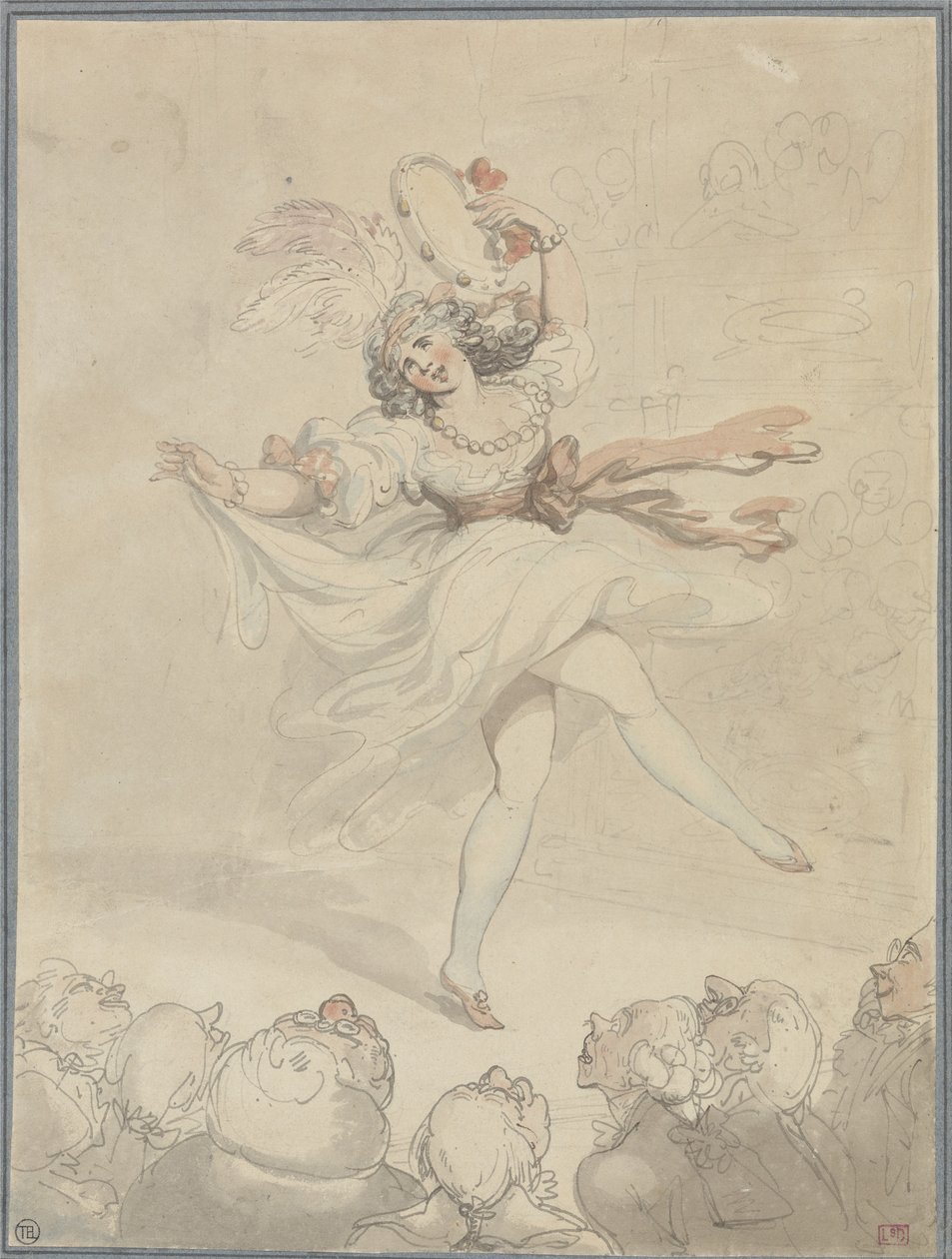 Vrouwelijke Danseres met een Tamboerijn door Thomas Rowlandson