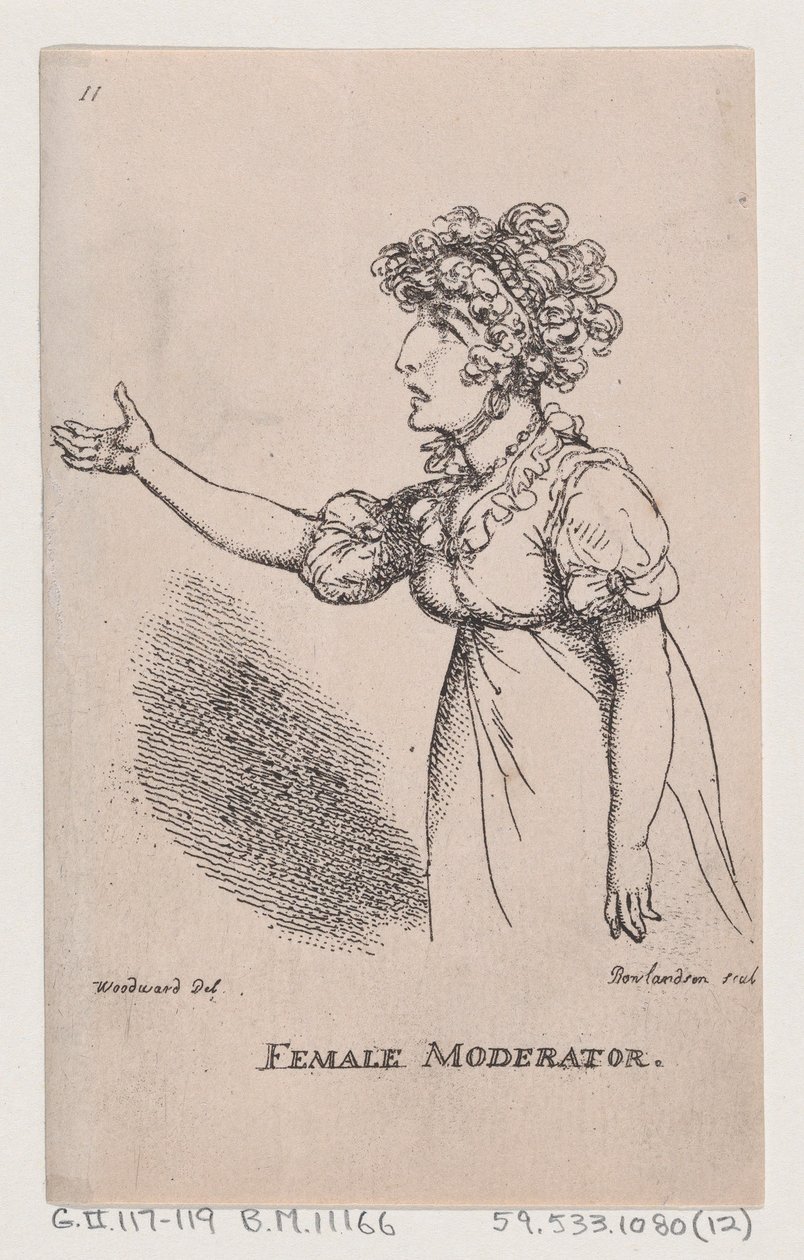 Vrouwelijke moderator door Thomas Rowlandson