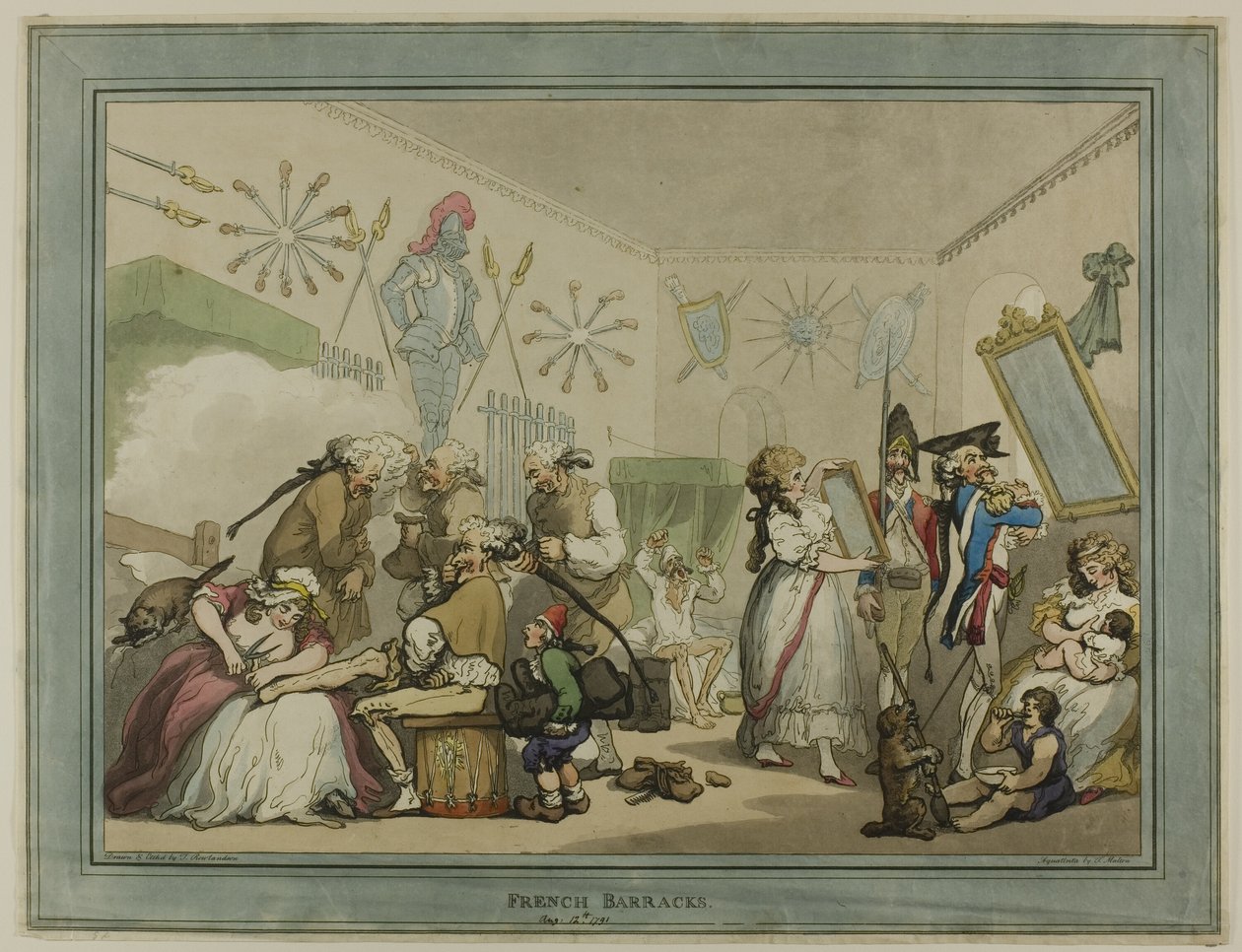Franse kazerne door Thomas Rowlandson