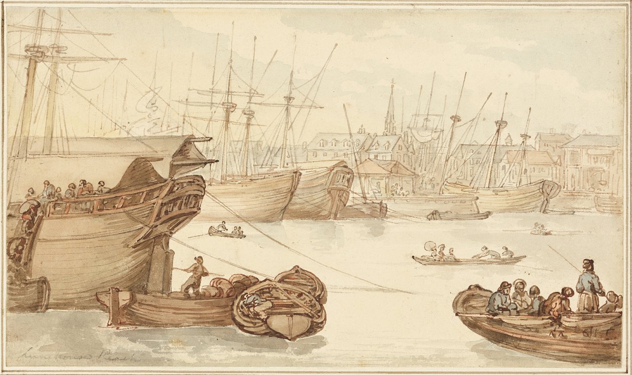 Limehouse Reach door Thomas Rowlandson