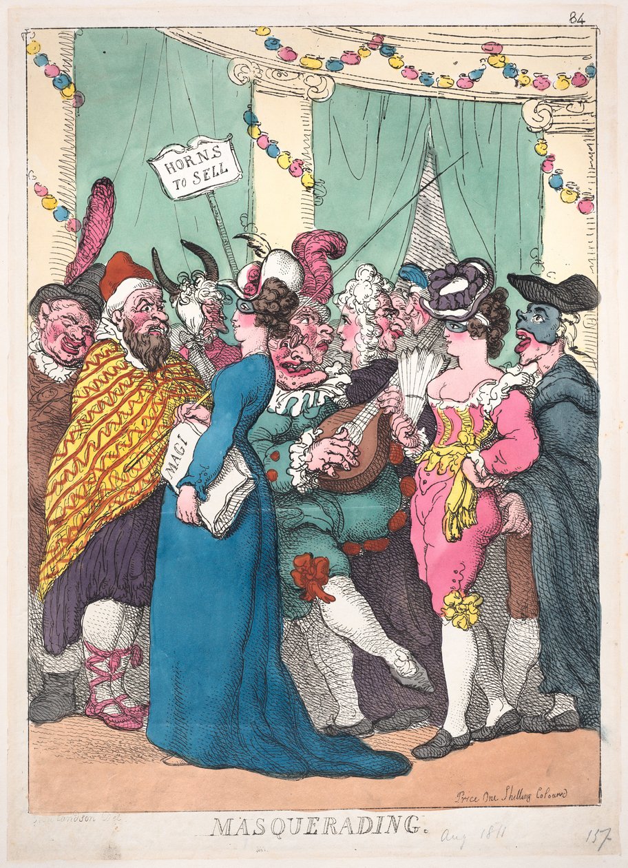 Maskerade, 30 augustus 1811 door Thomas Rowlandson