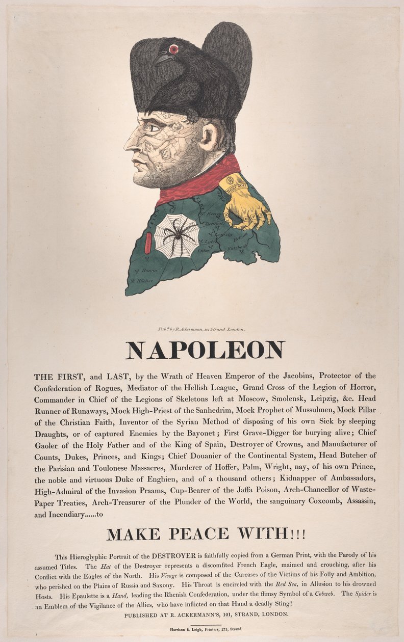Napoleon, maart 1814 door Thomas Rowlandson