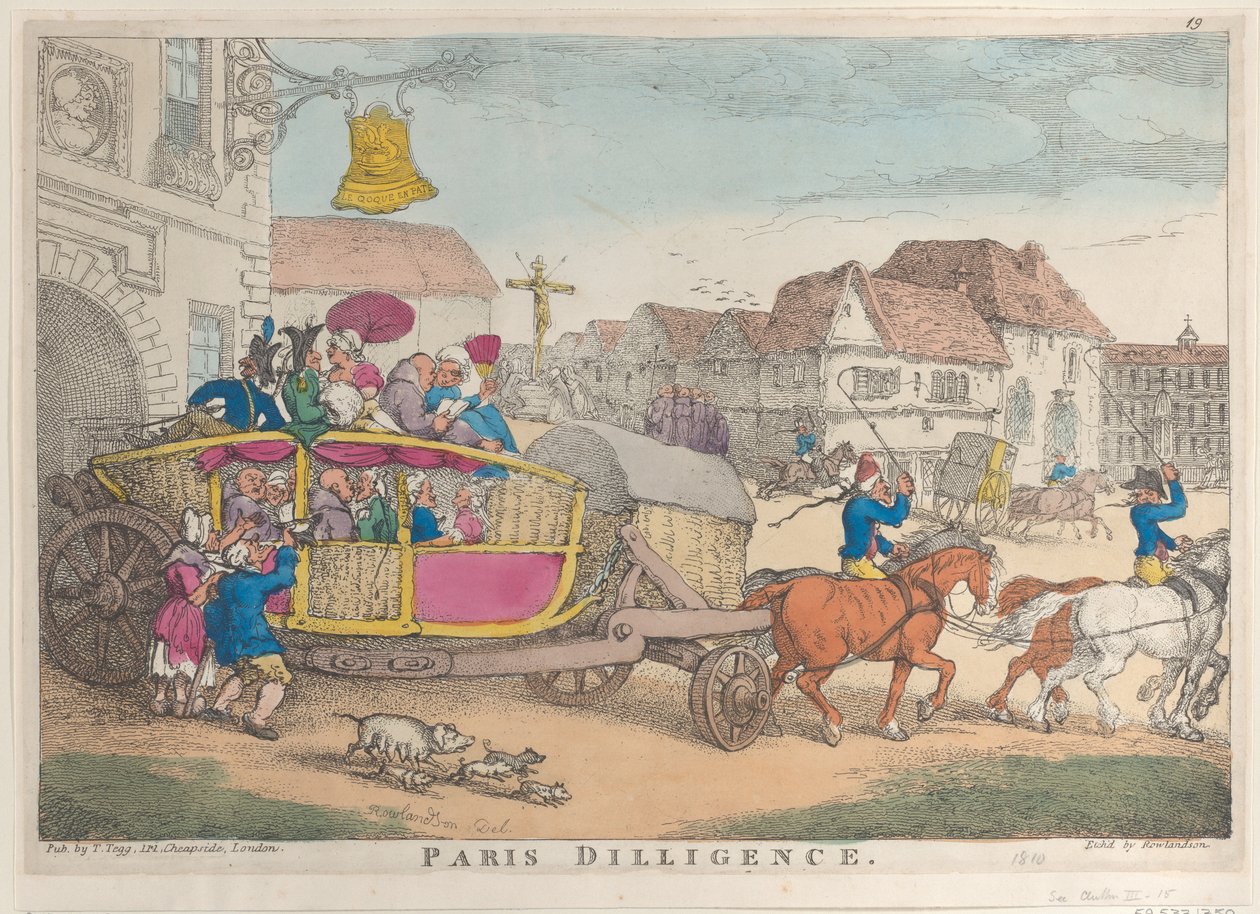 Parijs Diligence, 1810 door Thomas Rowlandson