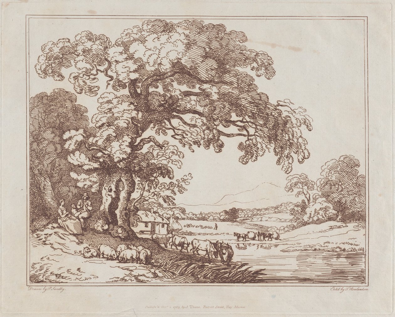 Pastoraal rivierscène (1789) door Thomas Rowlandson