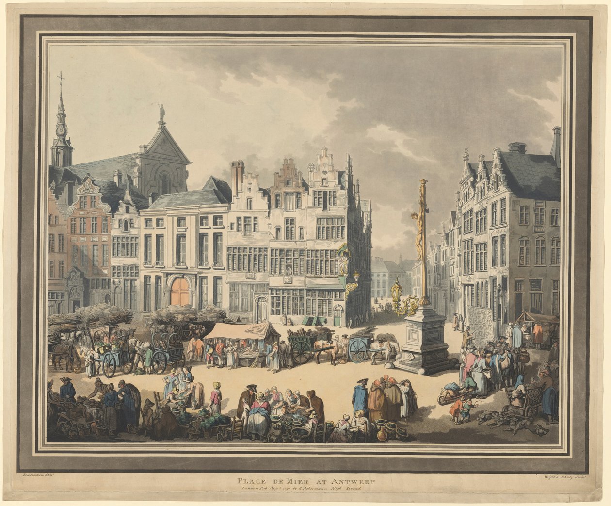 Place de Meir in Antwerpen door Thomas Rowlandson