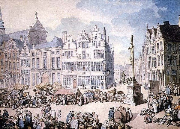 Place de Mer, Antwerpen door Thomas Rowlandson