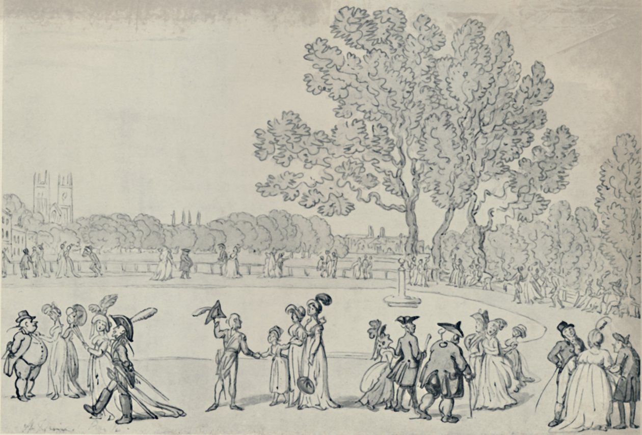 Promenade in het Groene Park, 1808 door Thomas Rowlandson