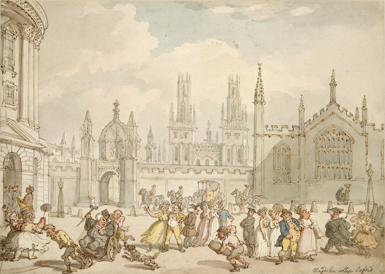 Radcliffe Square, Oxford, begin 19e eeuw door Thomas Rowlandson