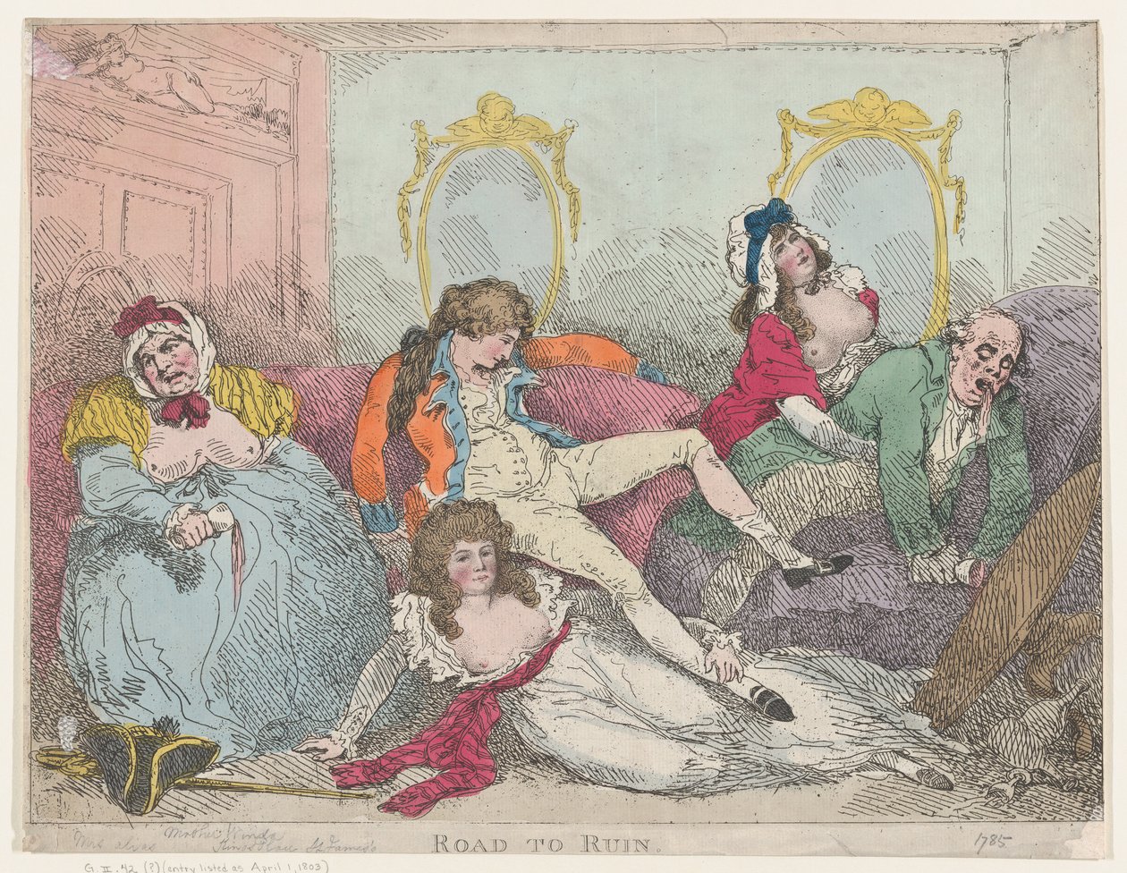 Weg naar de Ondergang, 1785 door Thomas Rowlandson