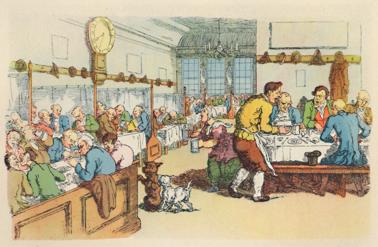 Scène in een koffiehuis door Thomas Rowlandson