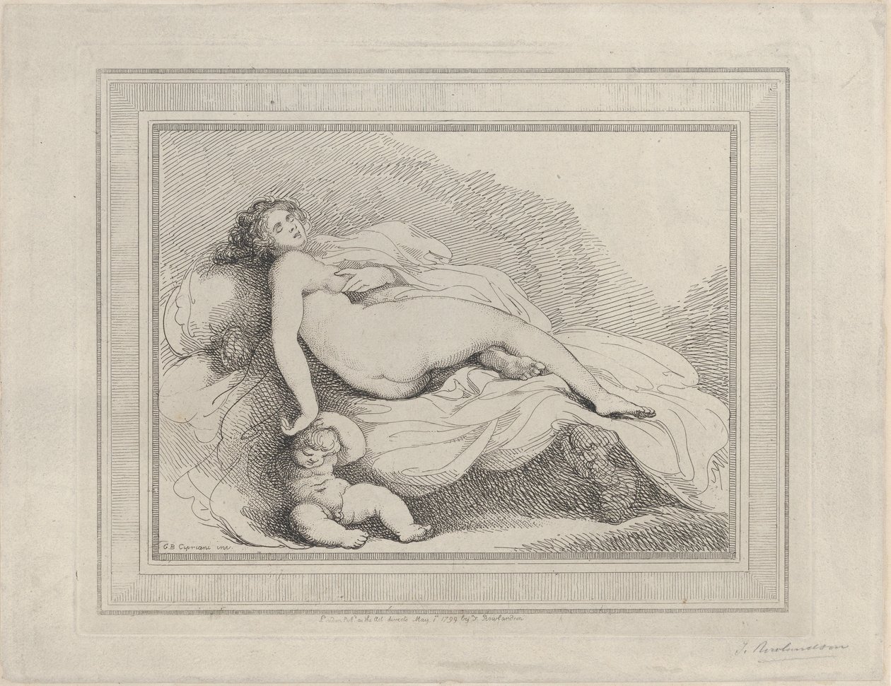 Slapende Venus en Liefde, 1799 door Thomas Rowlandson