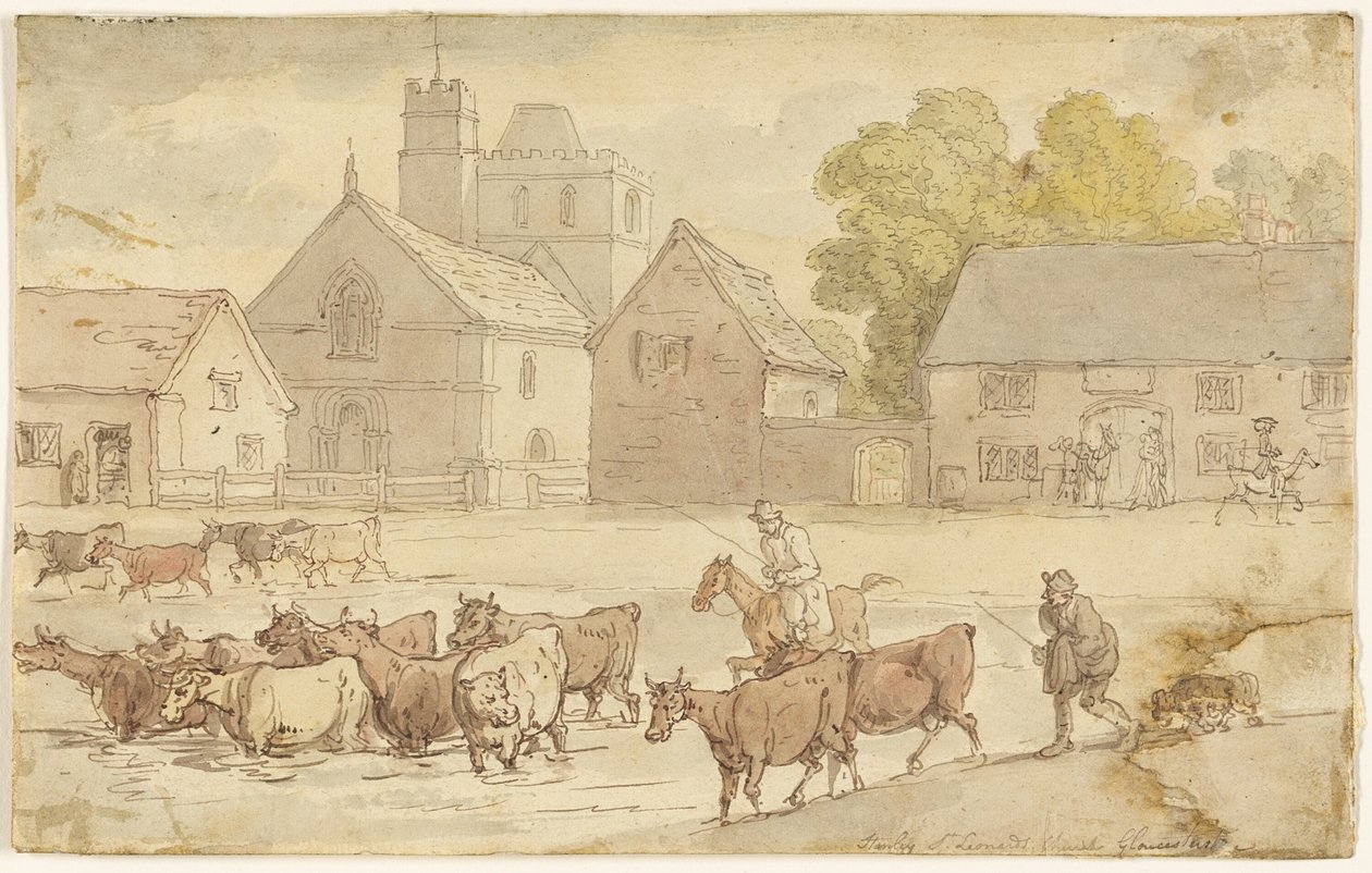 Stanley St. Leonard Kerk, Gloucestershire door Thomas Rowlandson