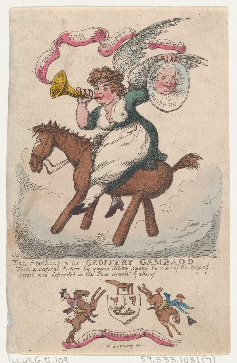 De apotheose van Geoffery Gambado door Thomas Rowlandson