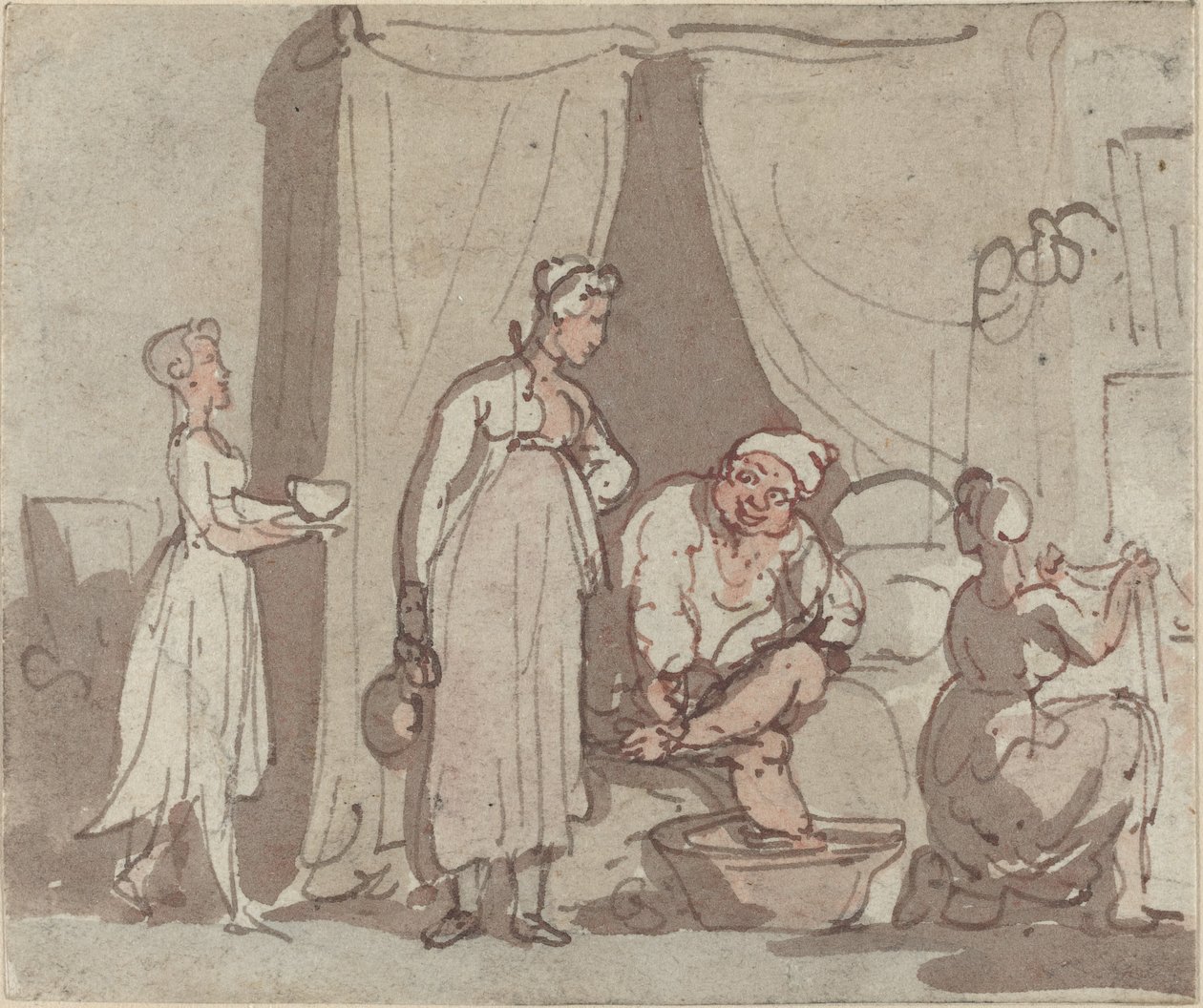 Het voetbad (drogen) door Thomas Rowlandson