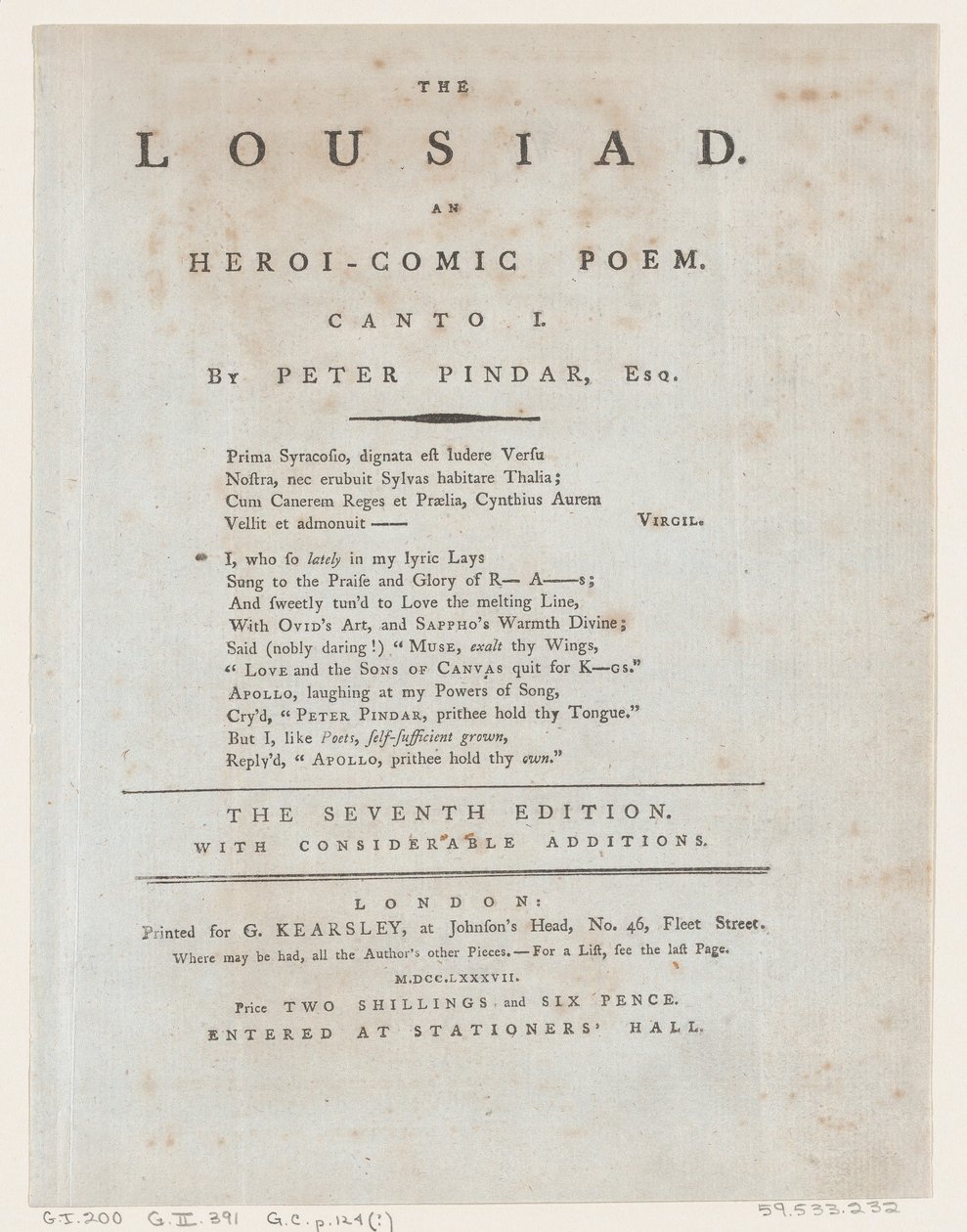 De Lousiad, Titelpagina, 1787 door Thomas Rowlandson