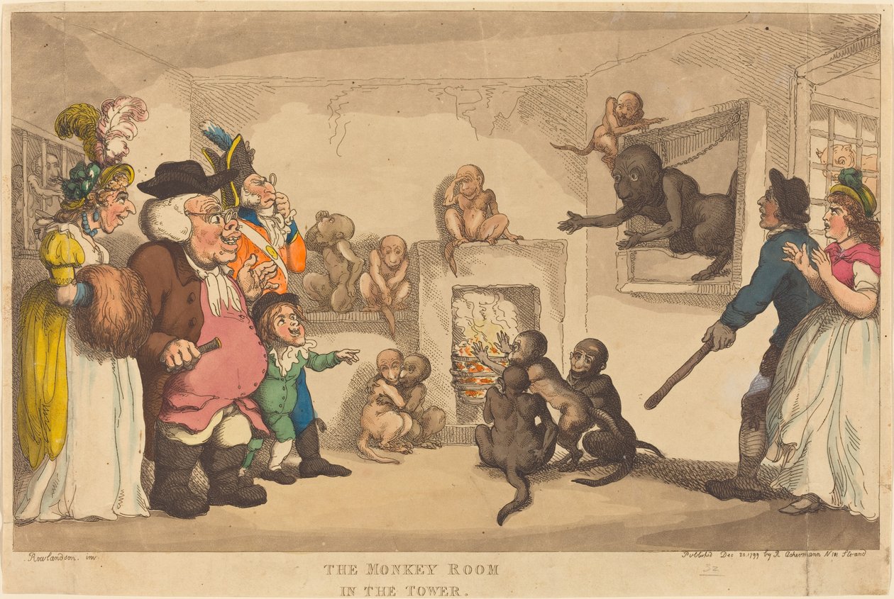 De Apenkamer in de Toren door Thomas Rowlandson