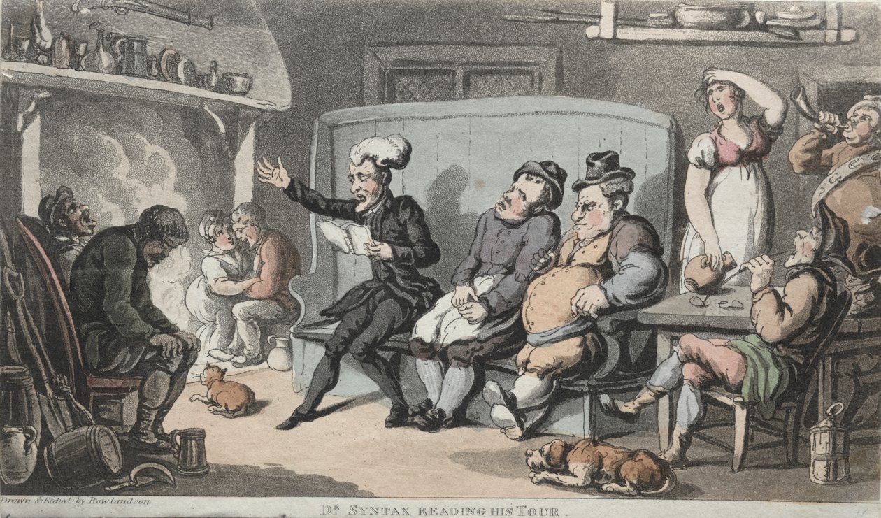 De Eerwaarde Dr. Syntax Leest zijn Reis door Thomas Rowlandson