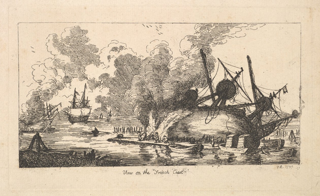 Uitzicht op de Franse kust, 1787 door Thomas Rowlandson