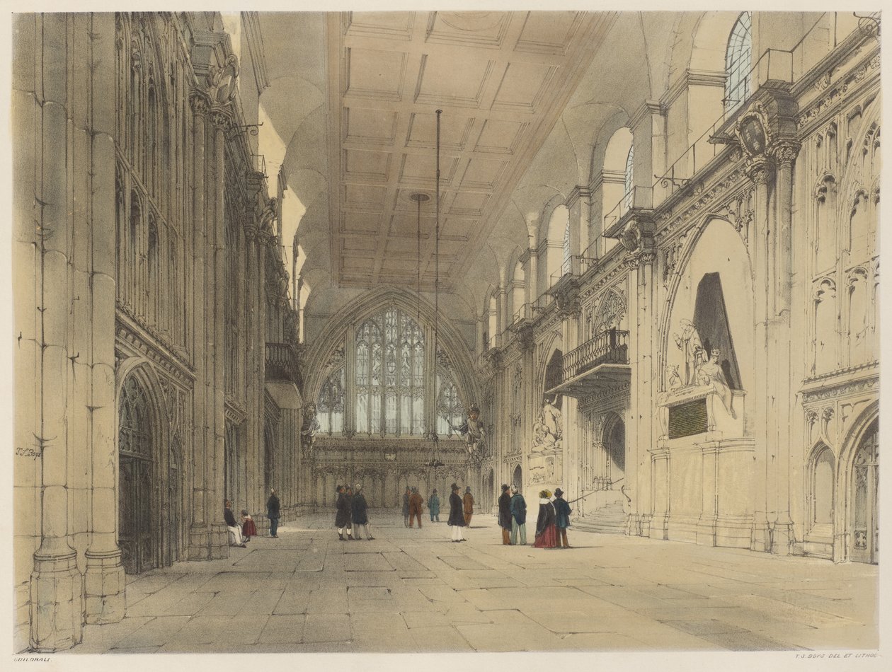 Londen zoals het is: Guildhall door Thomas Shotter Boys