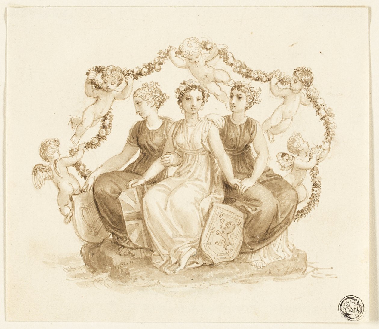 Allegorie van Engeland, Schotland en Ierland door Thomas Stothard