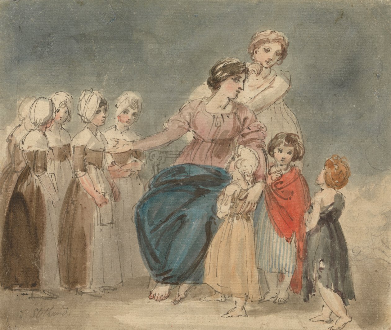 Liefdadigheidskinderen en Kleine Zwervertjes door Thomas Stothard