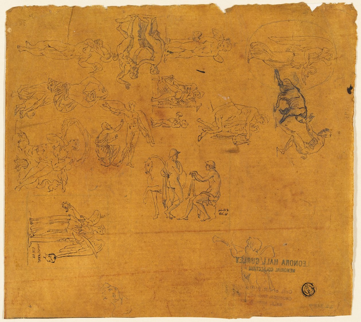 Blad met schetsen van mythologische onderwerpen door Thomas Stothard
