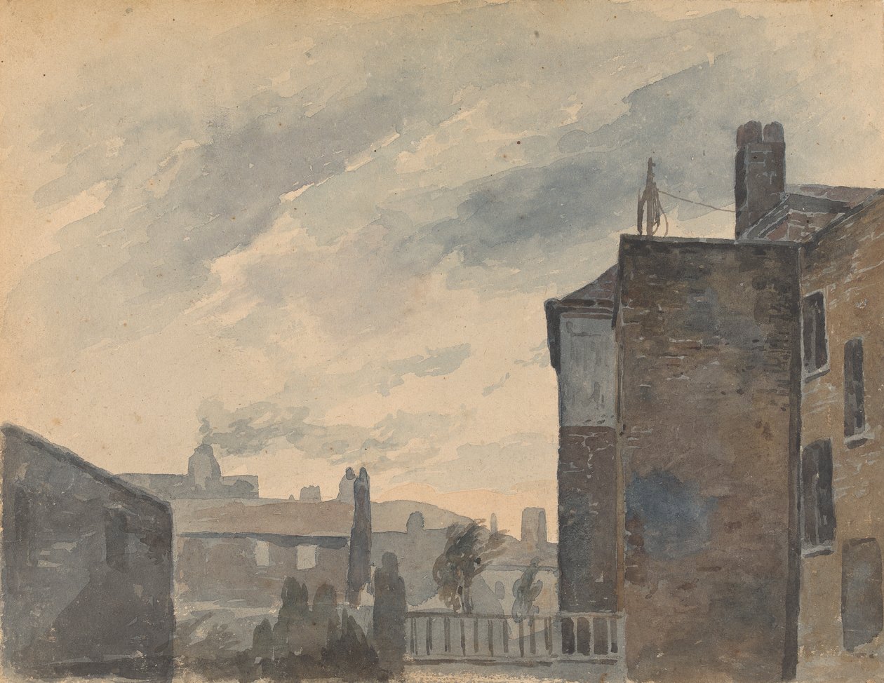 Stadsscène met gebouwen door Thomas Sully