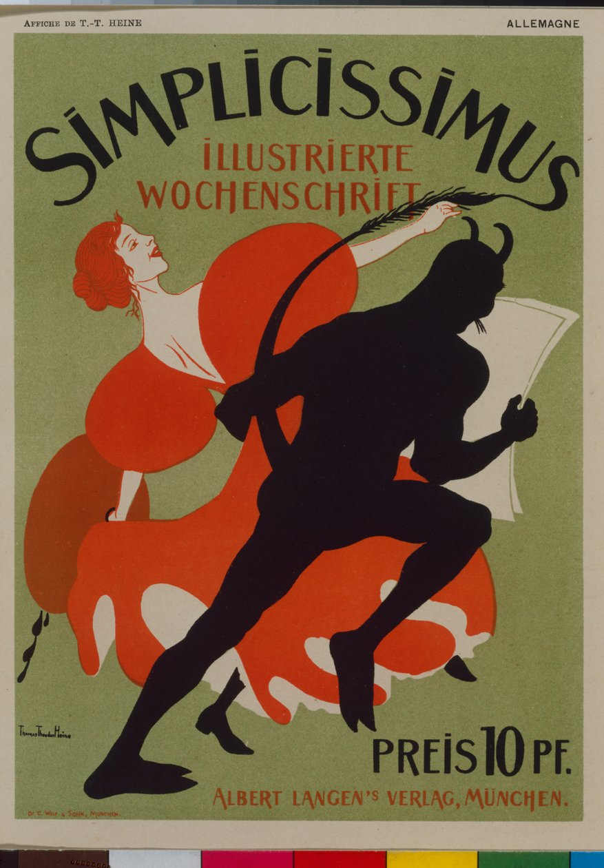 Simplicissimus reclameposter door Thomas Theodor Heine