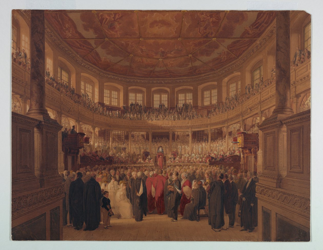 Tekening, Encaenia in de Sheldonia, 1814 door Thomas Unwins
