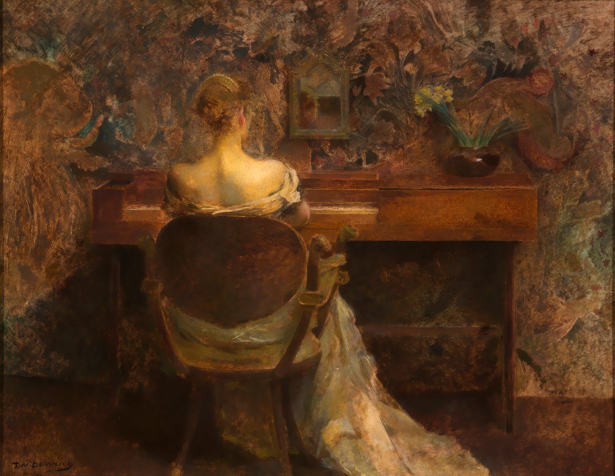 Het Spinet, ca. 1902 door Thomas Wilmer Dewing
