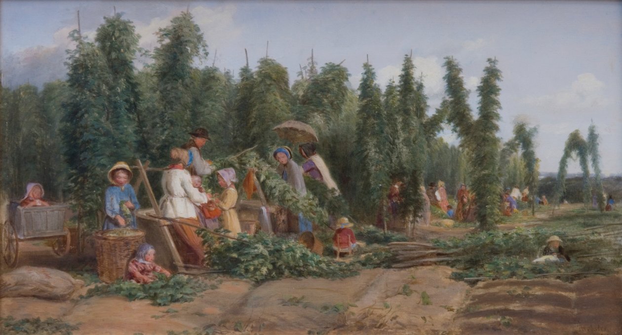 Hop tuin, 1858 door Thomas Webster