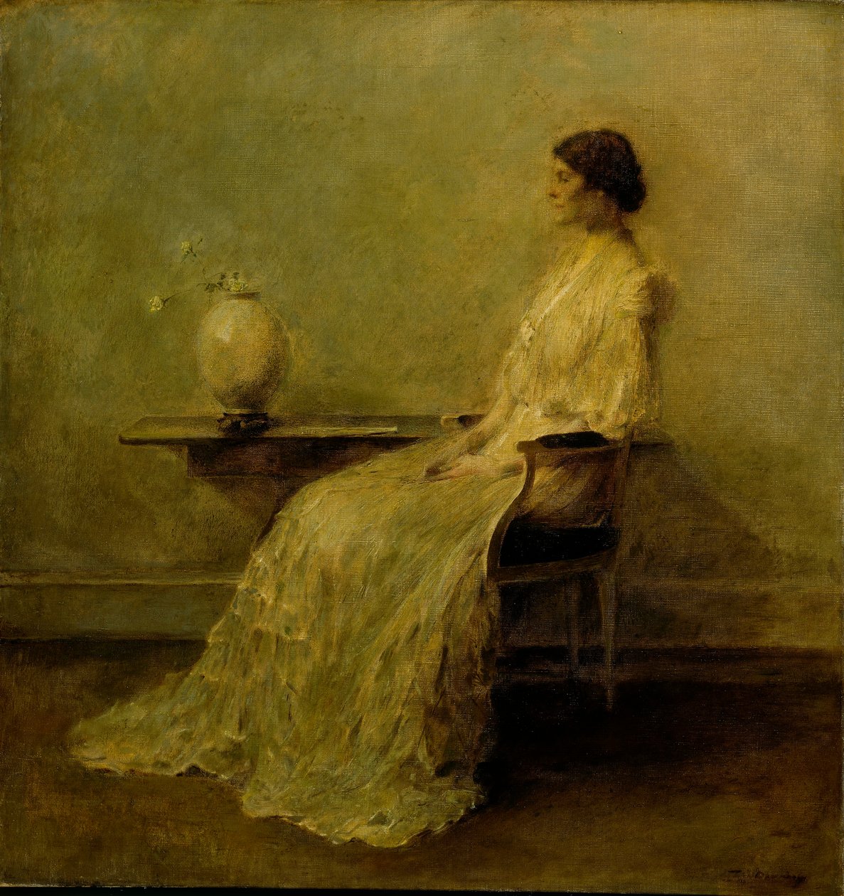 Dame in het wit (nr. 2) door Thomas Wilmer Dewing