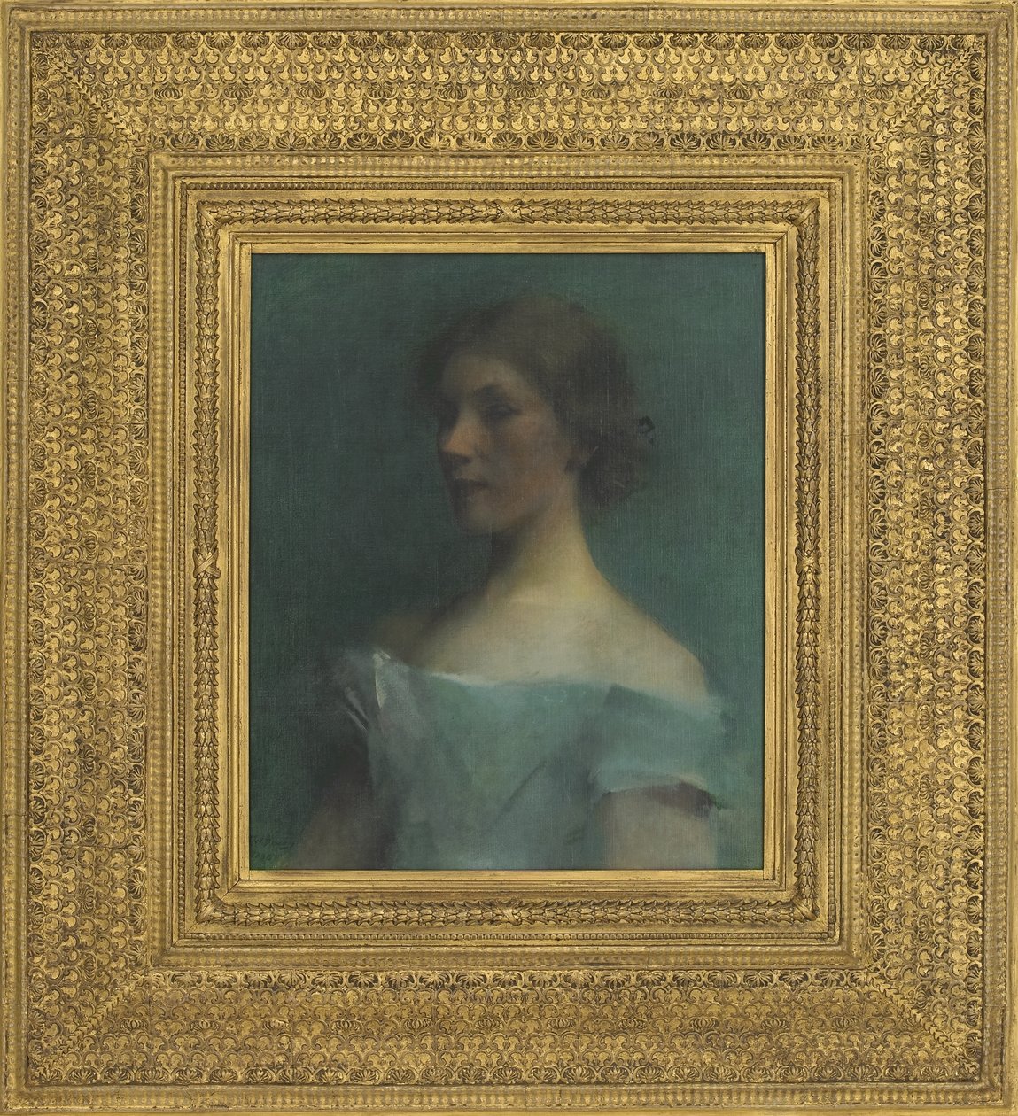 Portret in blauw, 1898 door Thomas Wilmer Dewing