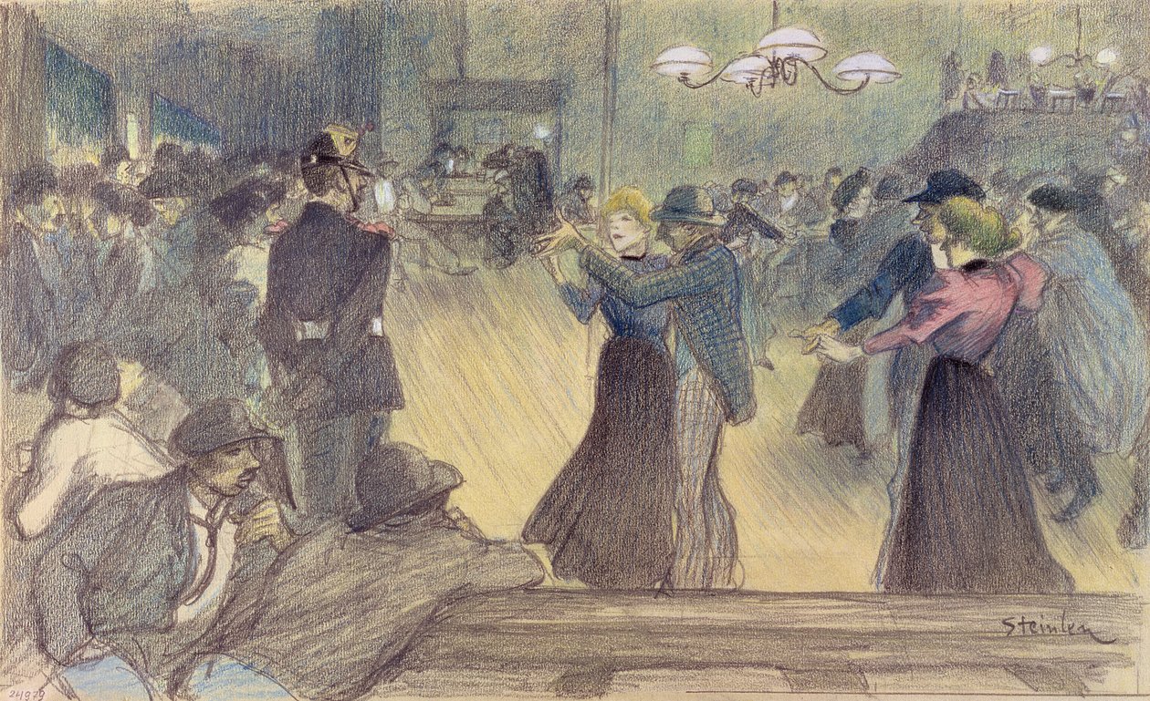 Bal in een Parijse buitenwijk, c.1892 door Théophile Alexandre Steinlen