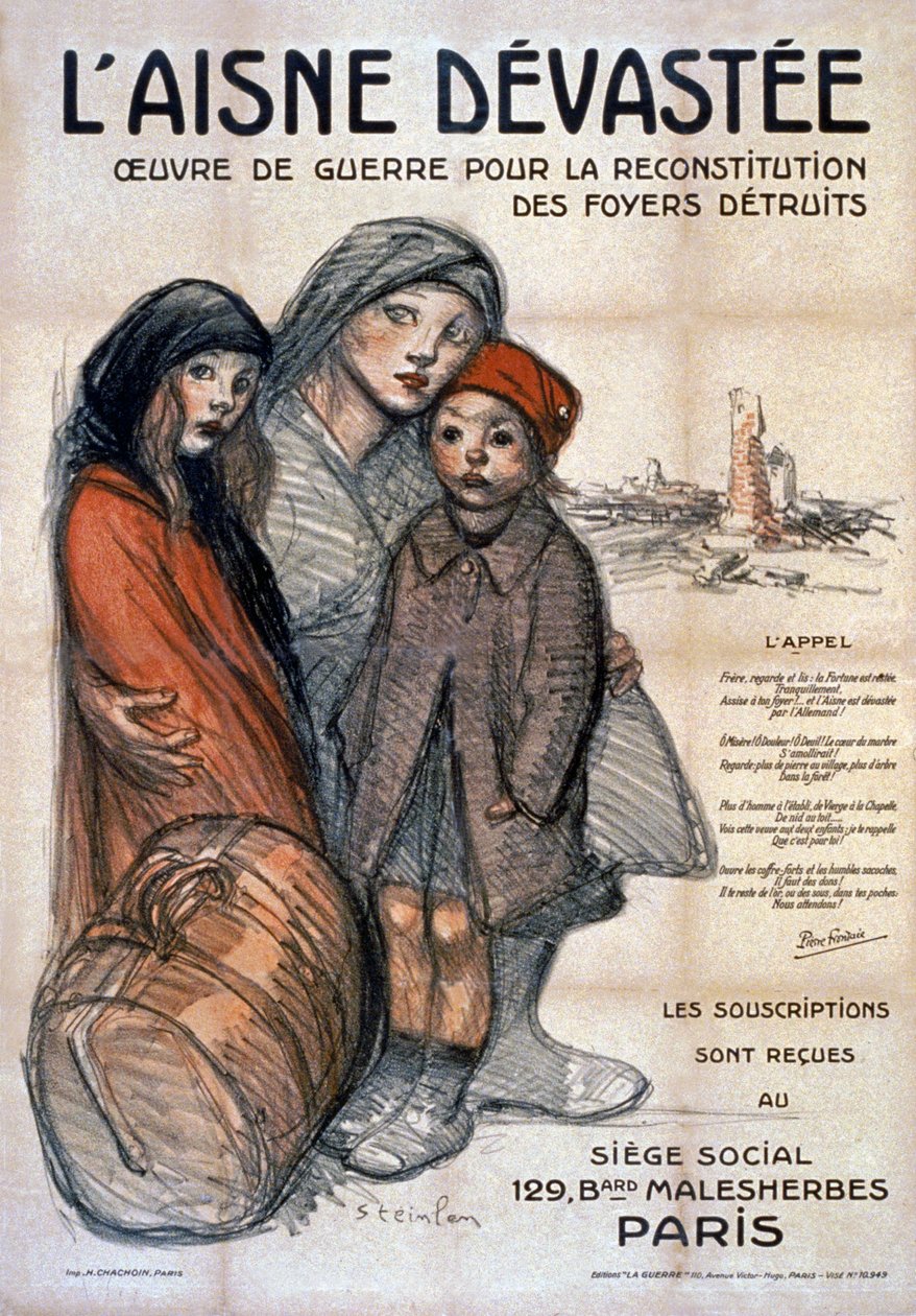 Verwoeste Aisne, 1919 door Théophile Alexandre Steinlen