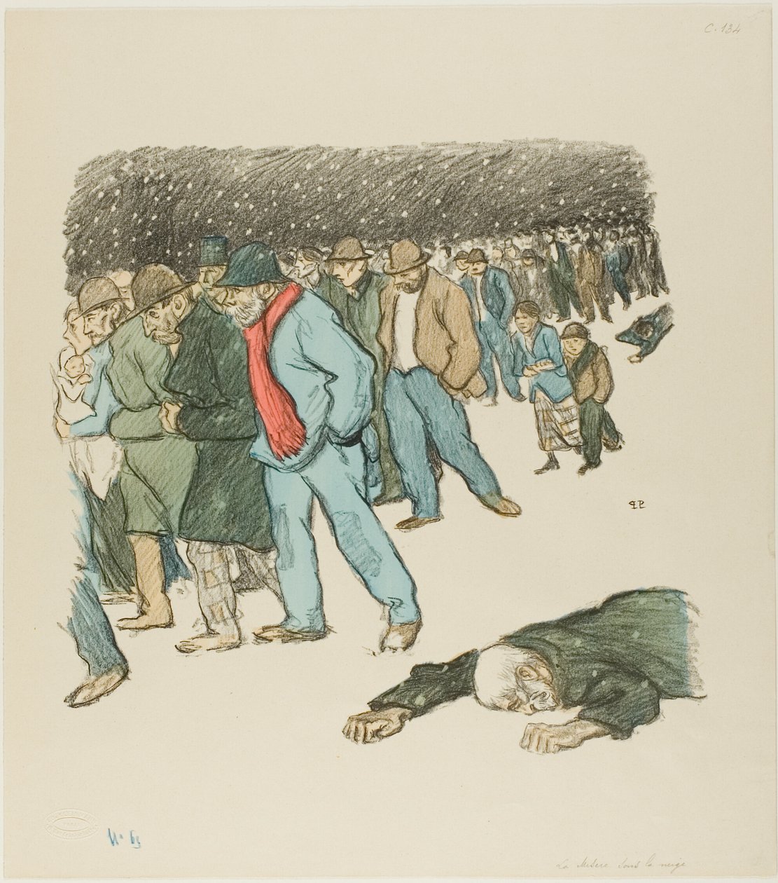Ellende onder de sneeuw door Théophile Alexandre Pierre Steinlen