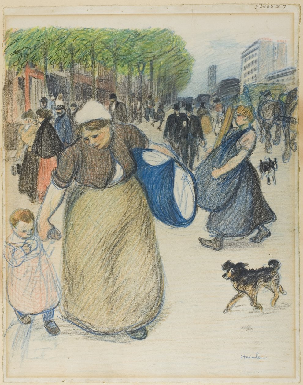 Straatbeeld door Théophile Alexandre Pierre Steinlen