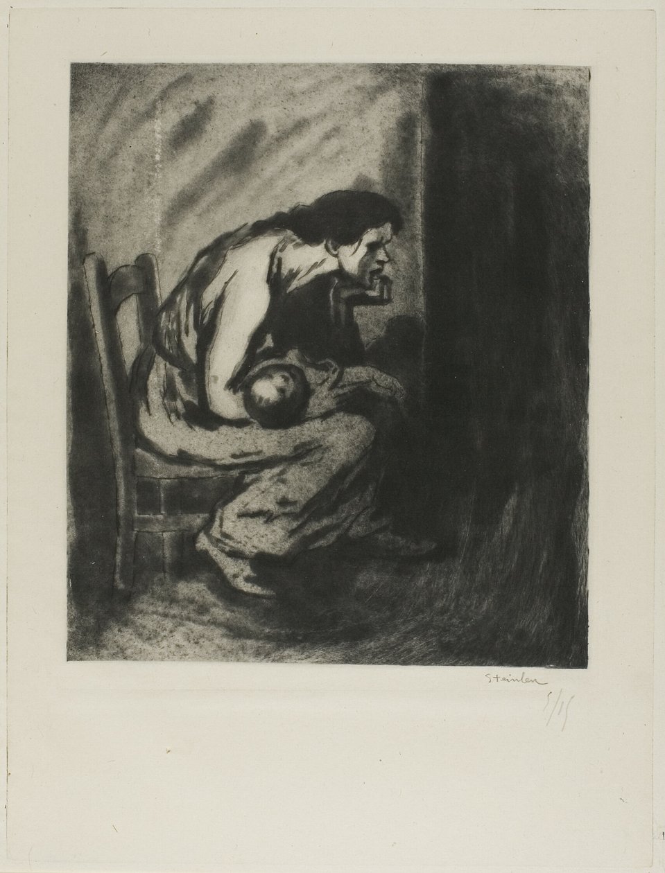 Het zieke kind door Théophile Alexandre Pierre Steinlen