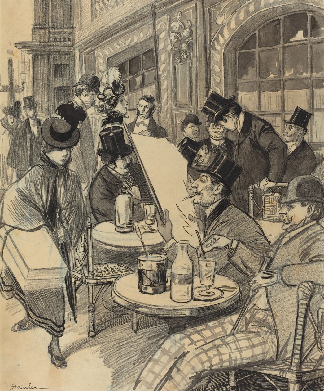 Chez Maxime, eind 19e - begin 20e eeuw door Théophile Alexandre Steinlen