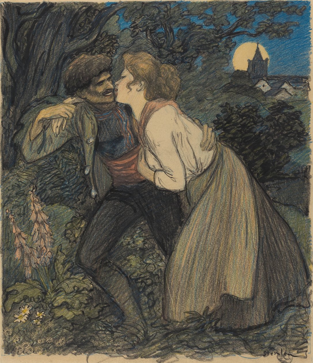 De Teef bij de Wolf door Théophile Alexandre Steinlen