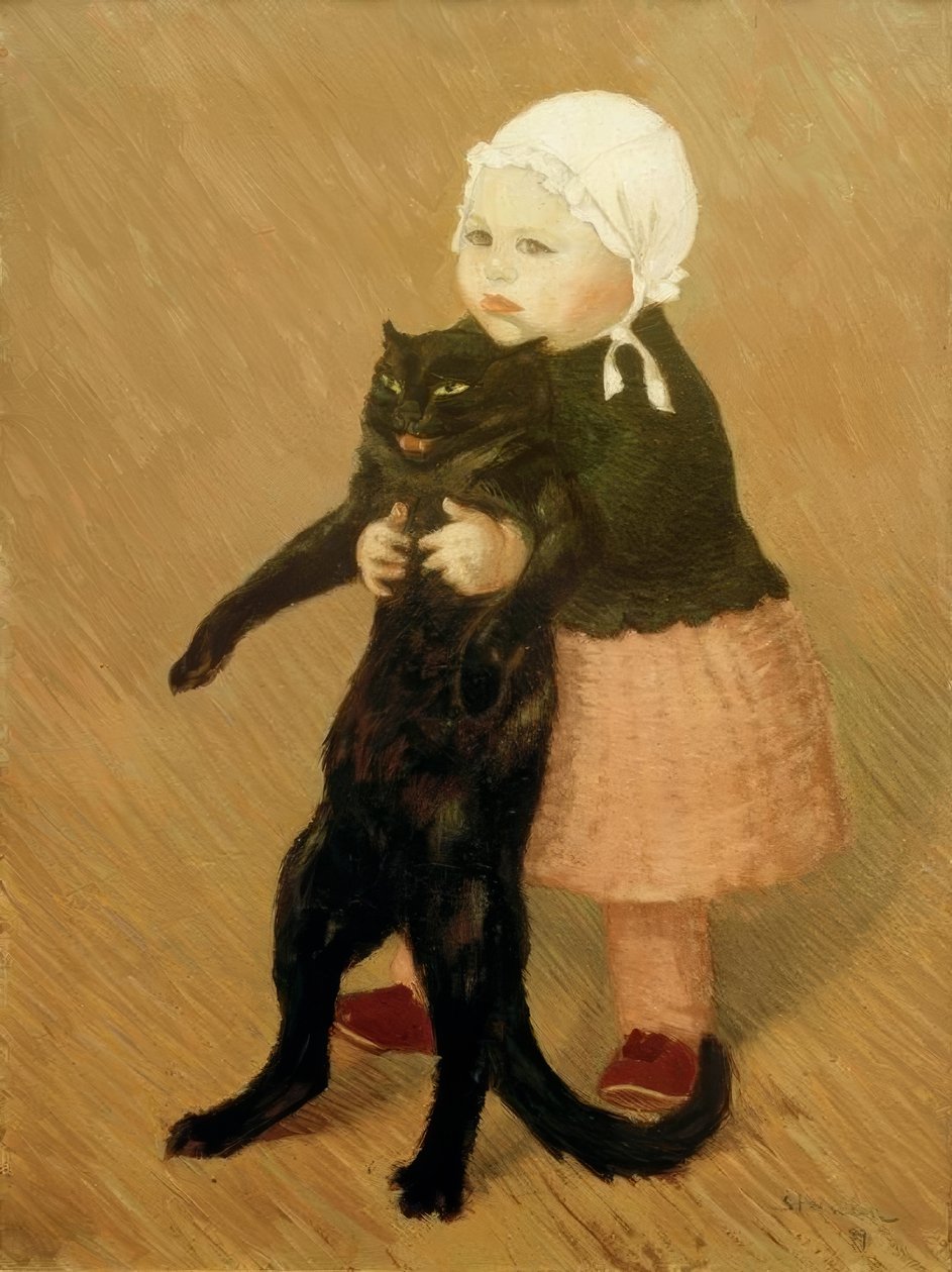 Het meisje met de kat door Théophile Alexandre Steinlen