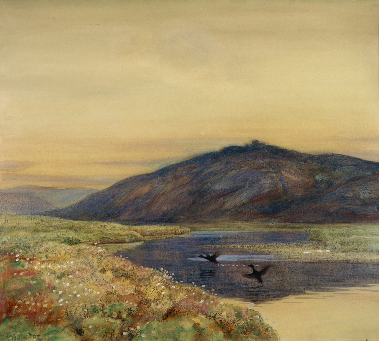 Landschap met vogels door Thorolf Holmboe