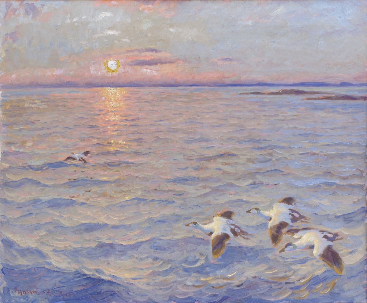 Zonsondergang boven de Noorse Zee door Thorolf Holmboe