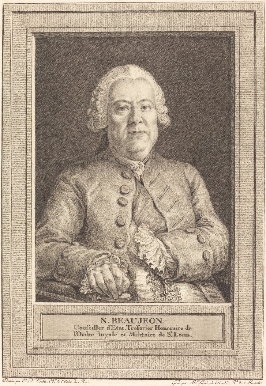 N. Beaujeon door Thérèse Éléonore Lingée after Charles Nicolas Cochin II