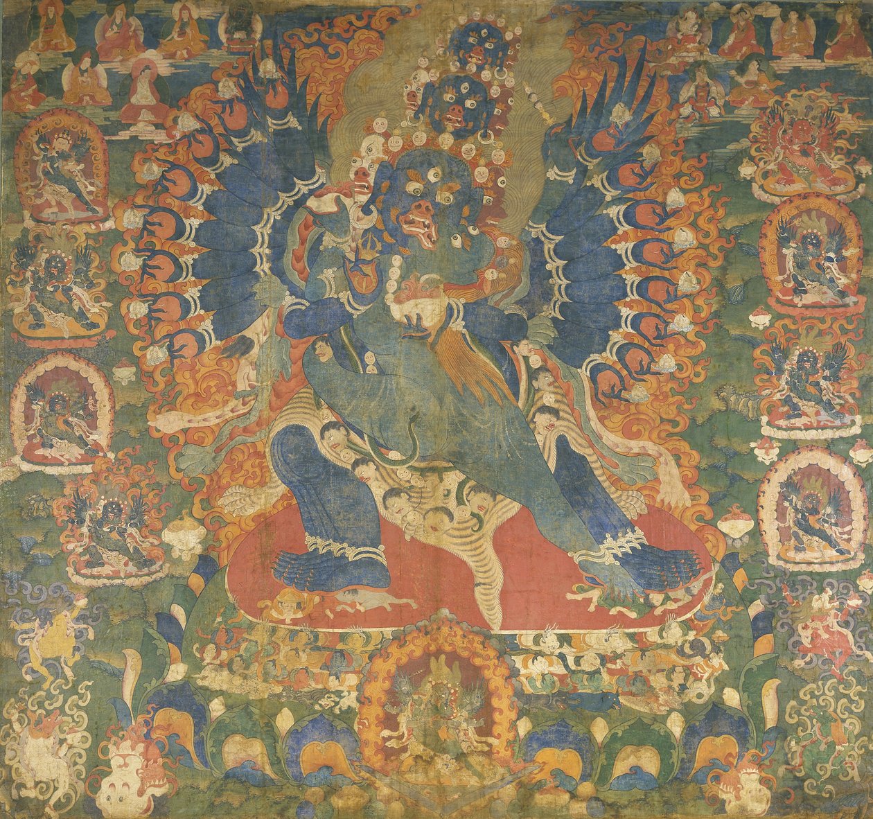 Thangka die Mahottara Heruka afbeeldt door Tibetan School