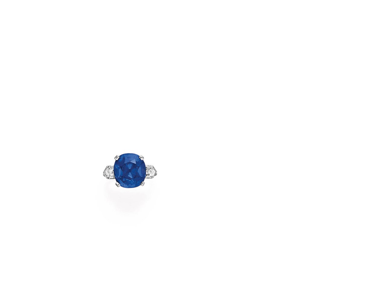 Ring (saffier, diamanten & platina) door Tiffany and Company